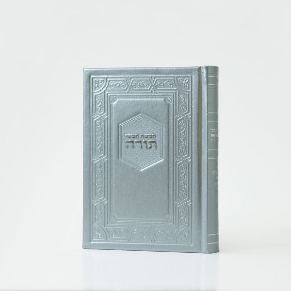 חמשה חומשי תורה עור משוחזר כסף